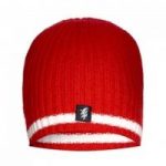 Red & White Cashmere Beanie Hat