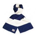 Navy Blue & White Cotton-Merino Scarf