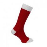 Red & White Wool Cashmere Blend Football-Style Socks