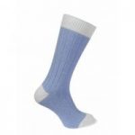 Sky Blue & White Wool Cashmere Blend Football-Style Socks