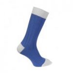 Royal Blue & White Wool Cashmere Blend Long Sock