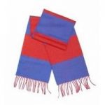Blue & Red Cashmere Bar Scarf