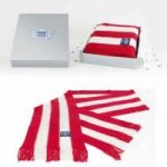 Red & White Vertical striped Cashmere Bar Scarf