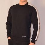 Toffs Retro Black Sweatshirt – White Sleeve Panels.